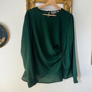 Ted Baker Dark Green Asymmetric Flowy Blouse